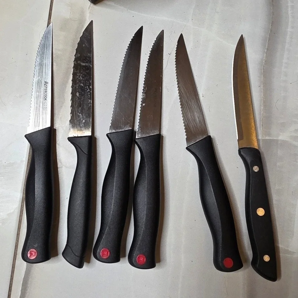 Astercook 14 Piece Kitchen‎ Knife Set with Block Black Stainless Steel Shears B3